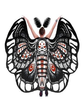 Moth Wings Costume For Women Printing Butterfly Cape Halloween Fairy Cloak🙉